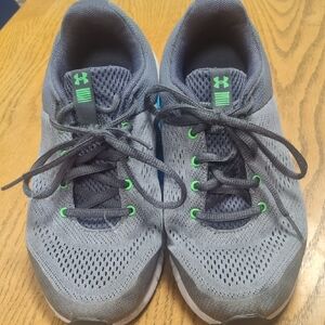 Under Armour Gray and Green Kids Sneakers